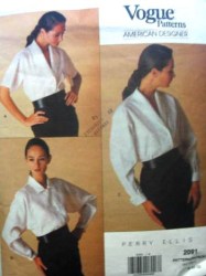 2091 VOGUE PERRY ELLIS COLLAR BLOUSE SHORT-LONG SLEEVE PATTERN 8-12 cut to 10, 14-18 uncut choice